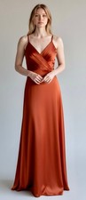 Azazie A4 Rust Orange Maxi Dress Formal Bridesmaid