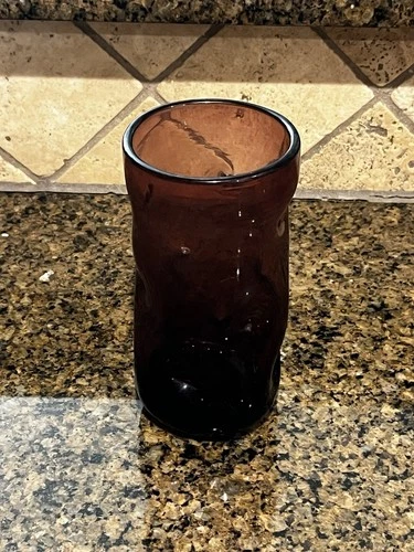 Blenko 6-inch Pinch Tumbler Amethyst Purple Dimple Glass Clear