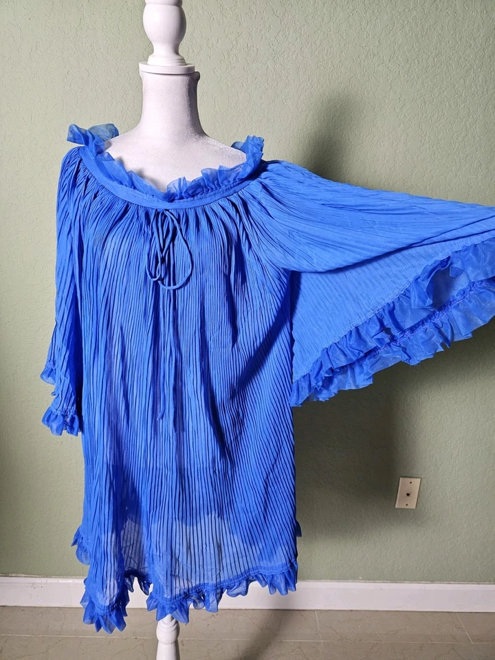 Camisón azul real vintage años 60 para mujer talla MEDIANA/GRANDE Foto 2 de 2