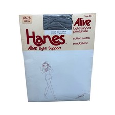 1985 Hanes Alive Light Support Pantyhose Size B H09-3019 Clear Grey Sandalfoot