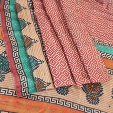 Sanskriti Vintage Pinkindian Sarees 100 Pure Silk Hand Beaded Sari Craft Fabric