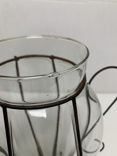Murano Style Iron/Metal Caged Blown Glass Bubble Vase - Picture 5 of 8