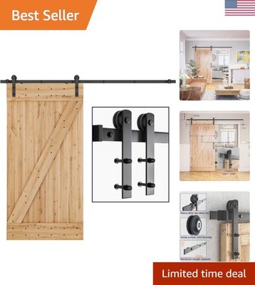 Modern Sliding Door Hardware Kit - 8ft Heavy Duty, Quiet Operation Included