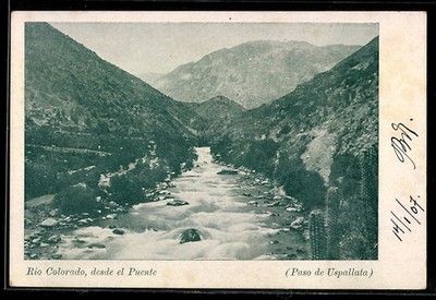 Ansichtskarte Paso de Uspallata, Rio Colorado, desde el Puente 