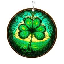 St Patricks Day Decor, Lucky Suncatcher Hanging Decor for Window Car Shamrock