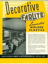 c 1960 FARLITE LAMINATED MOLDED PLASTIC RESTAURANT INTERIOR Farley Loetscher Co