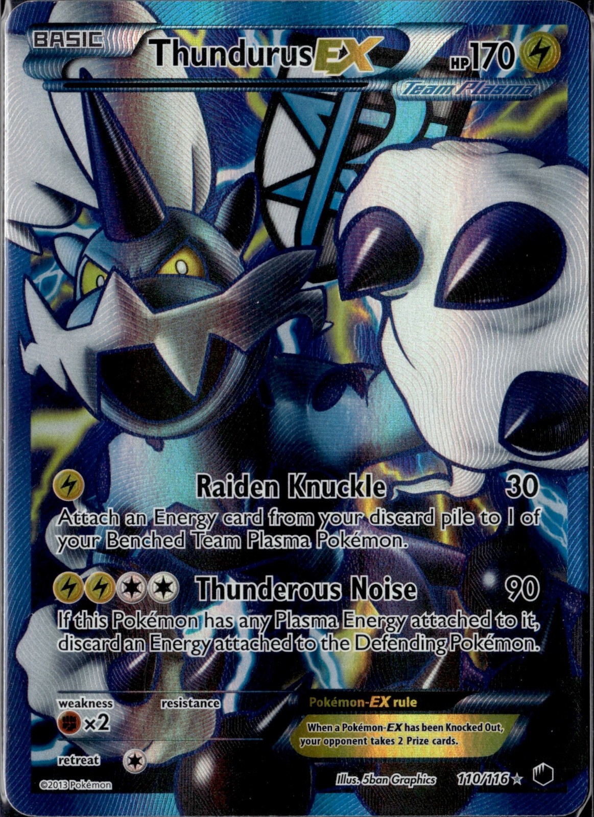 Thundurus EX (Team Plasma) (110 Full Art) Holo Ultra Rare Plasma Freeze 110/116