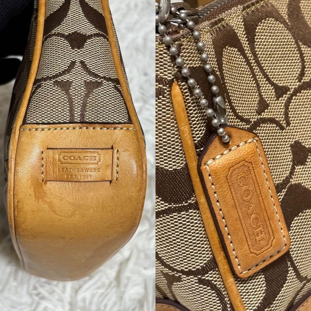 Coach Signature Demi mini Pouch Hand Bag Canvas Leather Beige 6094