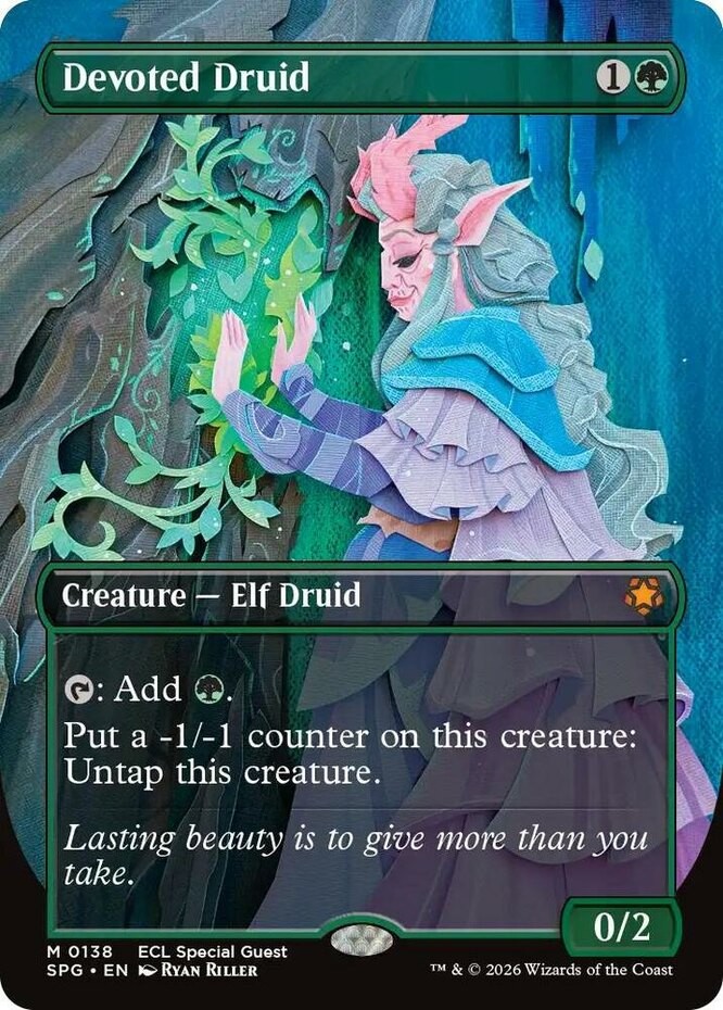 1x Devoted Druid ~~ Borderless NM-Mint, English Special Guests MTG Magic
