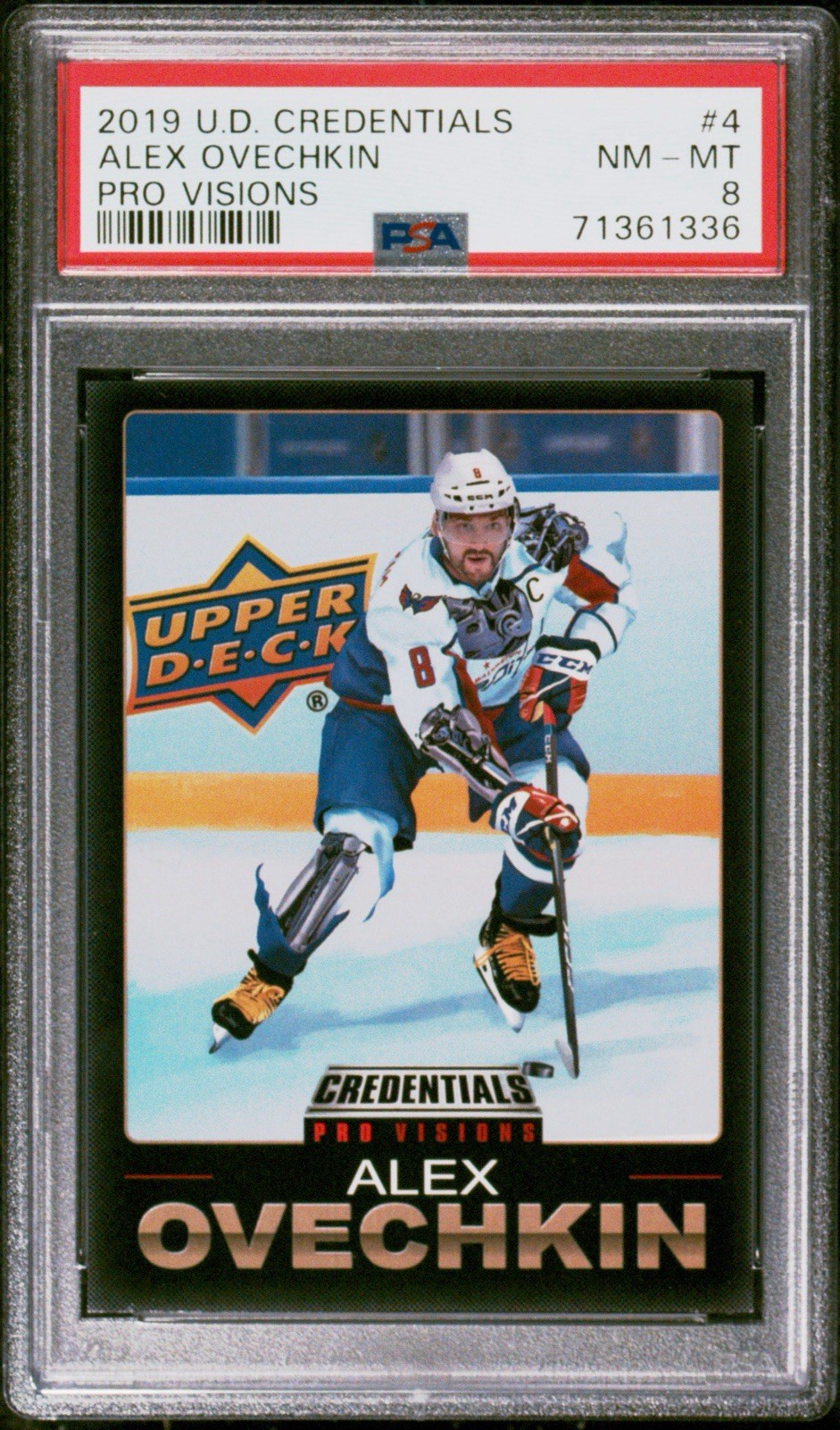 2019 Upper Deck Credentials Alex Ovechkin Pro Visions Black Border #4 PSA 8 CAPS