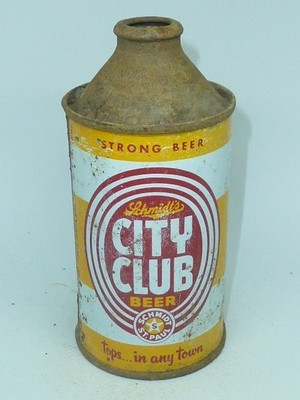 Empty Top Opened 12oz Schmidt's City Club Beer Cone Top ** Strong Variation !! *