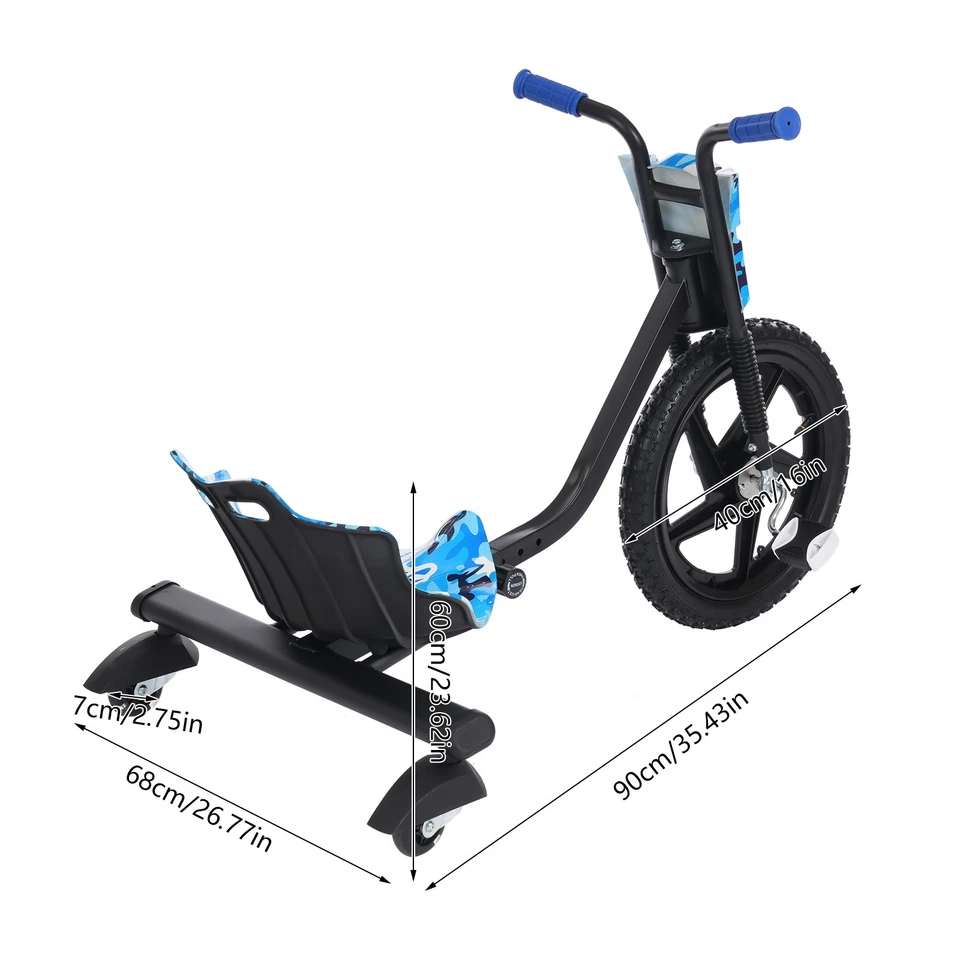 Kinder-Tret-Dreirad, Tretroller für Kinder ab 6 Jahren alt+, Tret-Roller, Blau - Bild 4 von 4