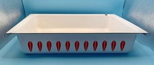 Catherine Holm Catherinholm White/Orange Lotus Enamel Lasagne Tin MidC Oven Dish
