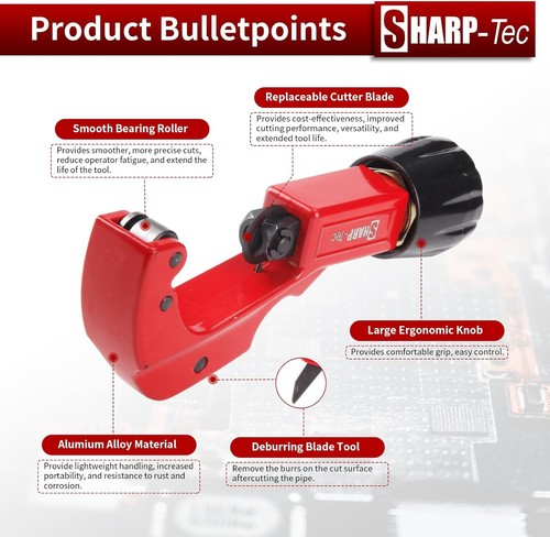 Sharp-tec 3-32mm Pipe Cutter | Adjustable Tube Cutter | Aluminum Copper Plastic - Picture 6 of 8