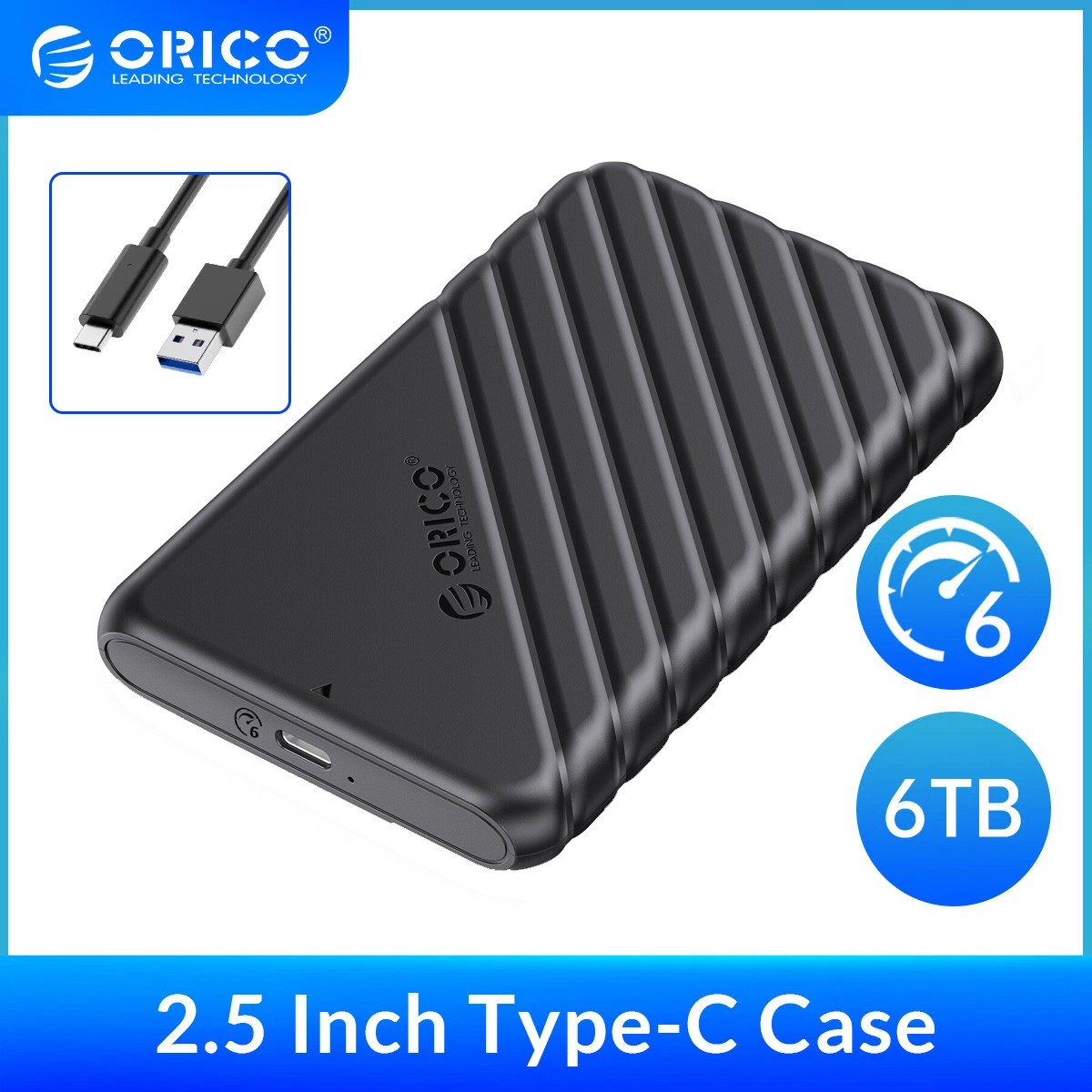 ORICO 2.5'' Hard Drive Enclosure USB C to SATAIII 6Gbps External Hard Drive Case