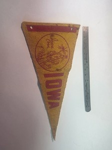 Vintage 1950 state of IOWA Mini Wool Felt Pennant Avg 7.5"to 8" Long home décor