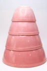 Vintage 1950's Mid Century  Pyrex Pink Mixing Bowl Complete Set 401 402 403 404