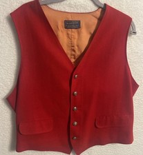 VTG 1980s PENDLETON USA Men s M Button Down Pointed Hem Red Wool Vest Top
