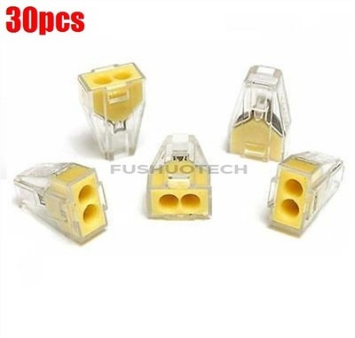 30Pcs Yellow 0.75-2.5MM2 PCT-102 Push In Wire Contecter 2 Pins Ic New ia *pz