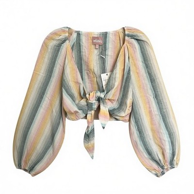 NWT Show Me Your MuMu Lexa Top Sz M Linen Blend Balloon Sleeves Coconut Girl