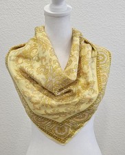 Vintage Yellow Paisley Square Scarf Lightweight Neck Hair Bandana