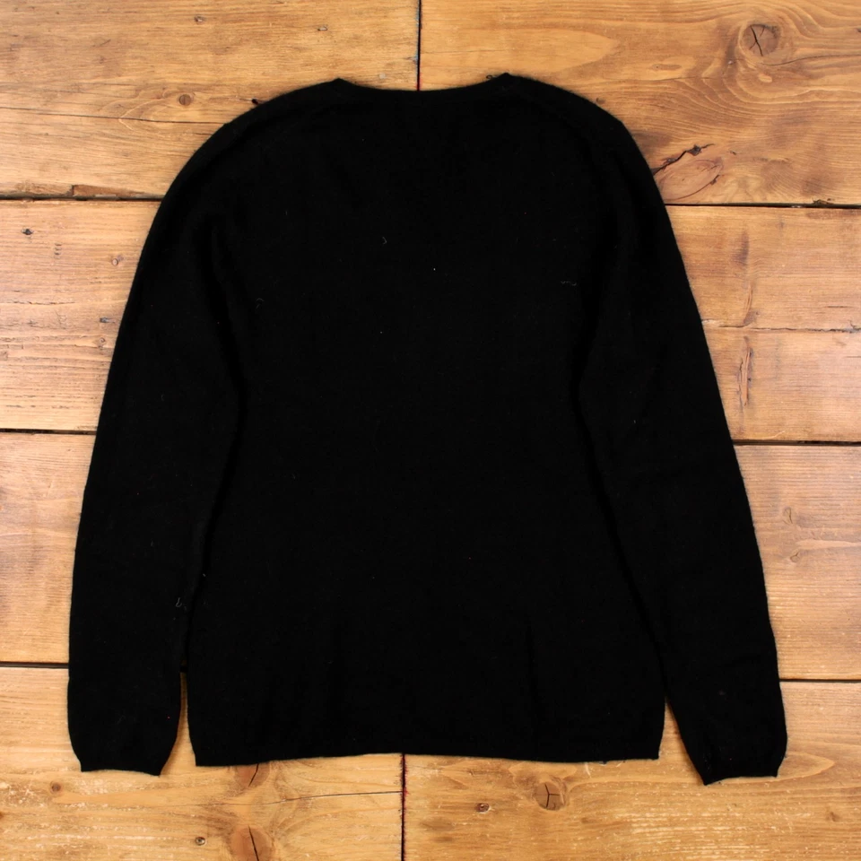 Vintage Charter Club Jumper Sweater M 90s Womens V-Neck Cashmere Black — 第 2/4 张图片