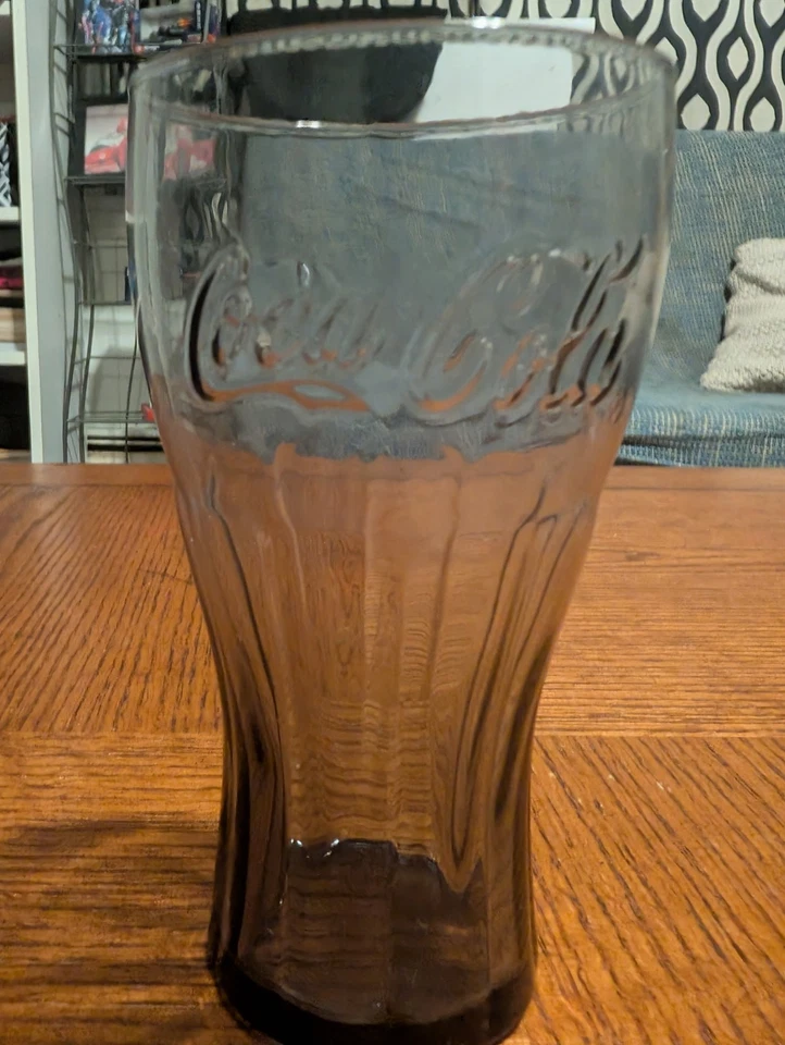 Taza de vidrio Coca-Cola vintage de la década de 1930 tinte gris claro Foto 4 de 4