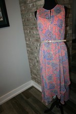 Tommy Hilfiger Womens Pink Floral Sleeveless Belted Lined Maxi Dress SZ 10
