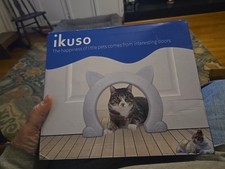 White Interior / Inside Cat Door for basement , food or litter box room. 1