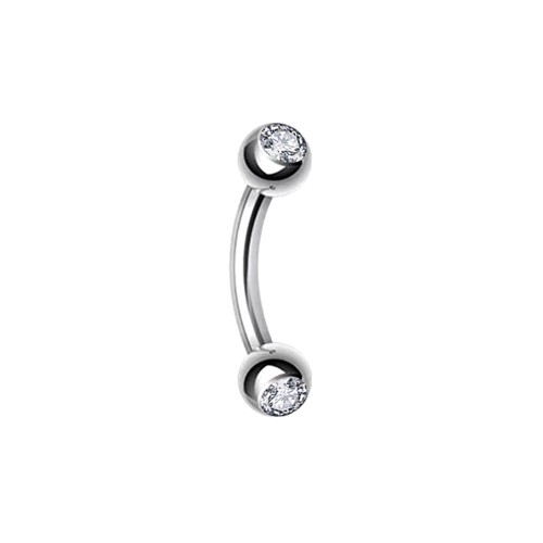 4pc 16g Steel Crystal 3/4/5mm Ball Eyebrow Ring Ear Stud Curved Barbell Piercing - Picture 5 of 19