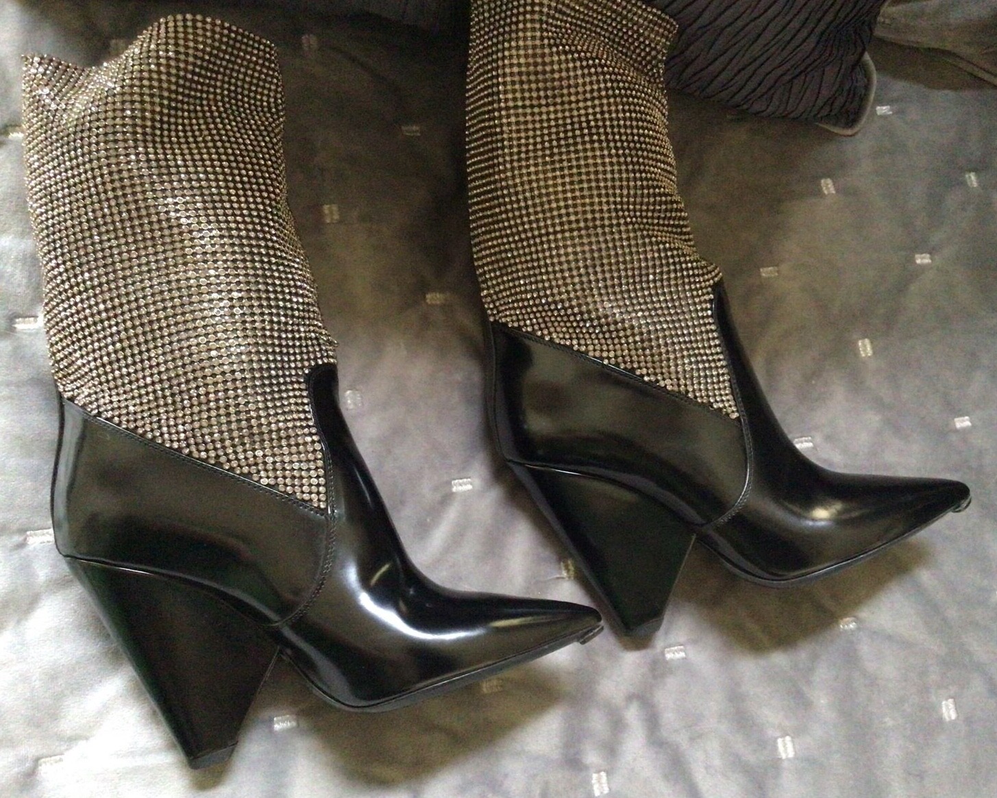 Stivali jazz YSL Saint Laurent $2895 stivali metà polpaccio cristalli impreziositi 37