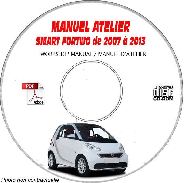 Manuel atelier CD Smart Fortwo 2007-2013 guide reparation anglais