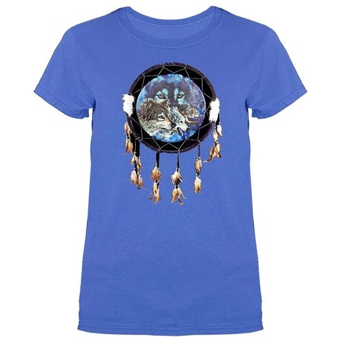 T-shirt donna Wolf Dreamcatcher nativi americani indiani piuma - Foto 15 di 18