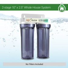 Two Stage Whole House Water Filter System 10"x 2.5", 3/4" Port, WITHOUT Filters