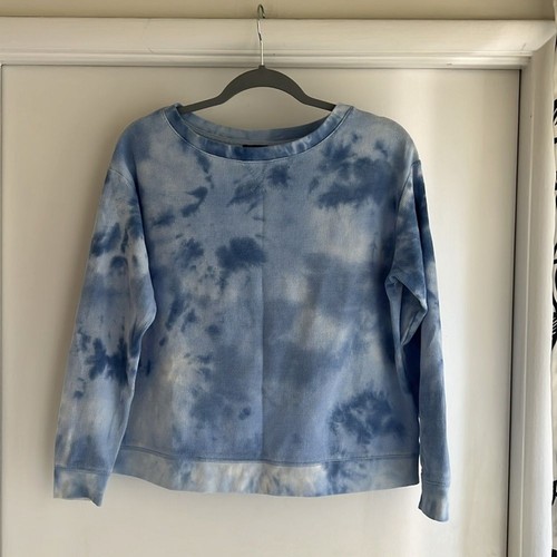 SPLENDID Ladies Thermal Tie Dye Long Sleeve BLUE Waffle Top Size: Small (S) - Picture 13 of 16