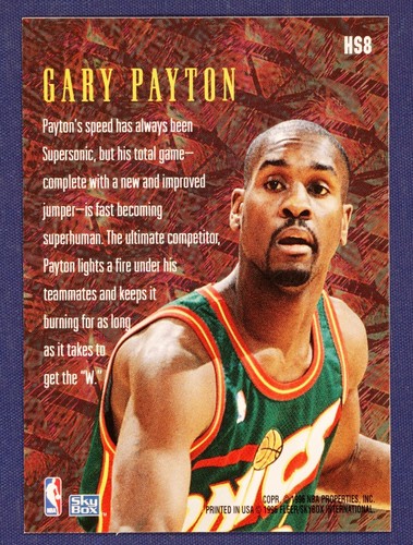 1995-96 SkyBox Premium Hot Sparks #HS8 Gary Payton - Bild 2 von 2
