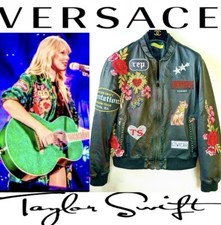 Versace Taylor Reputation Leather Patch Merch Jacket 8 10 44 46 Concert Coat M L