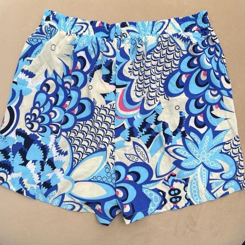 PrettyLittleThing Blue Woven Printed Floaty Shorts Boho High Waist Beachwear NWT - Picture 7 of 7