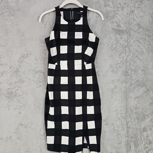 Banana Republic Sheath Dress Womens Size 2P Black White Gingham Sleeveless NWT - 第 1/9 張圖片