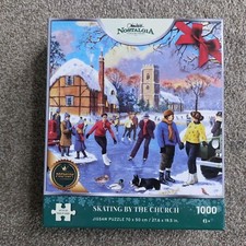 1000 sztuk układanki, łyżwy przy kościele, Kidicraft Ltd., kolekcja Nostalgia