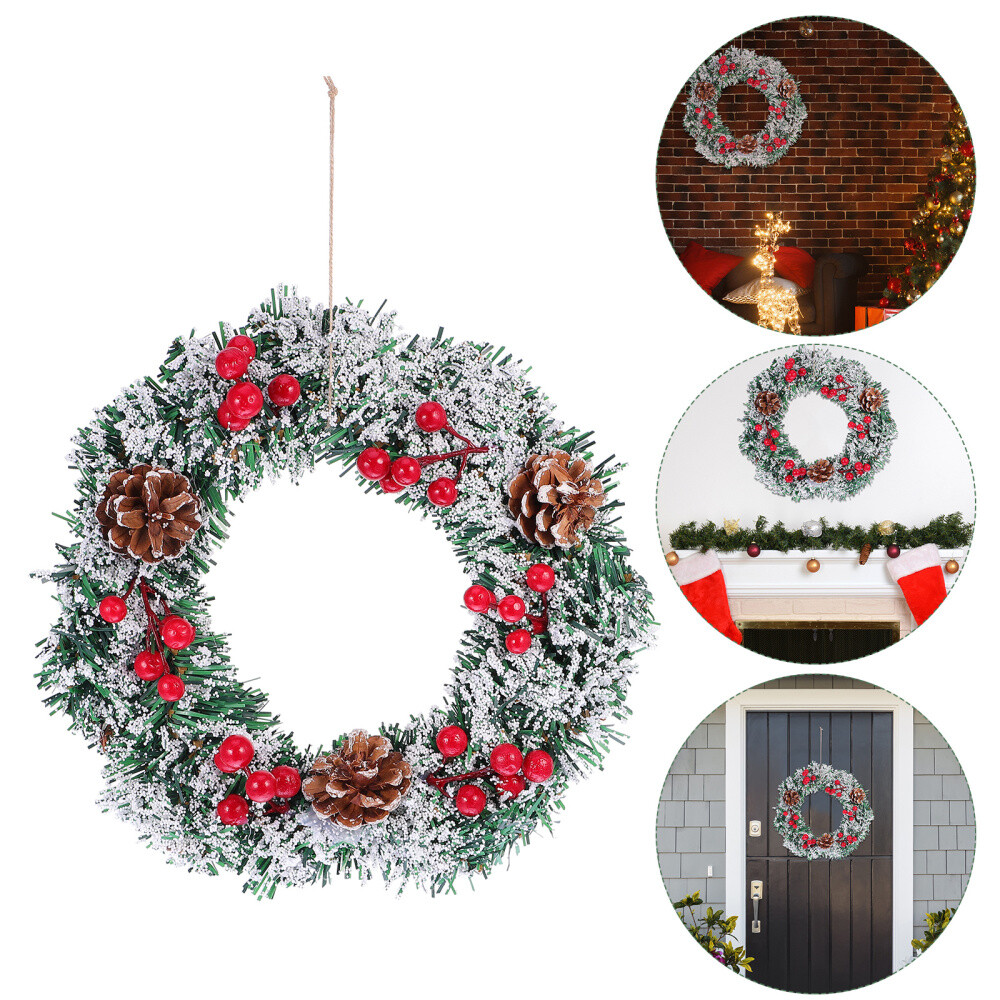 Frosted Winter Wreath for Thanksgiving and Holiday Fireplace Decor  