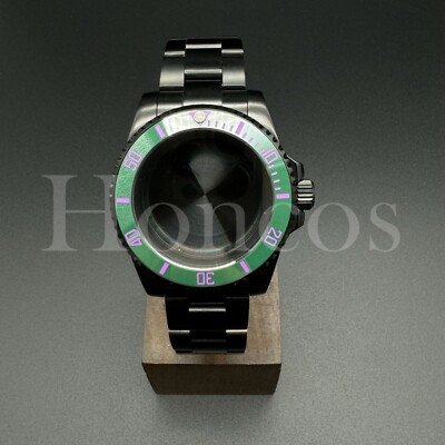 Custom Made MODS Watch Black Case Bracelet Fits for NH34/35 Movement Green/PP