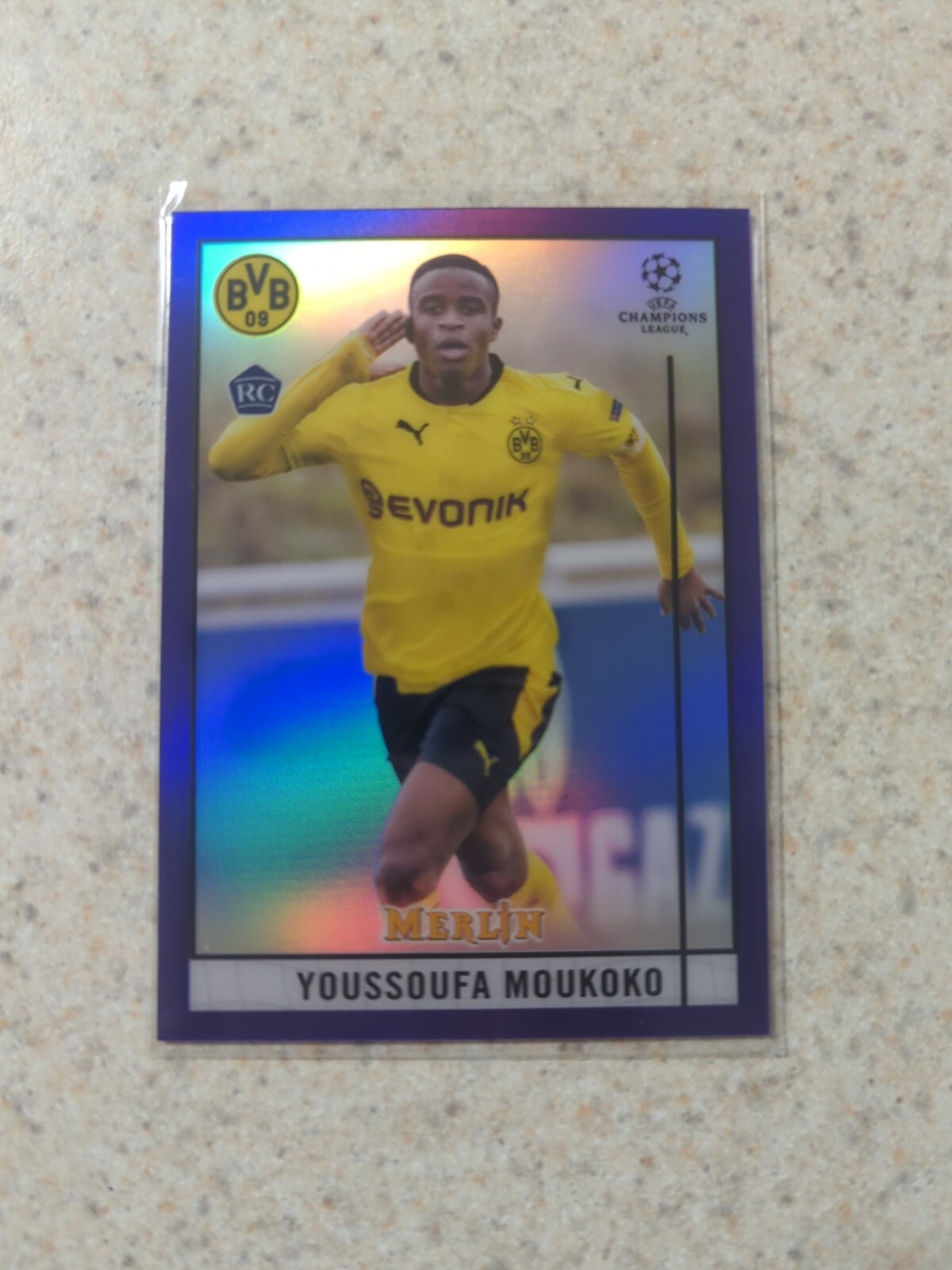 2020-21 Topps Merlin Chrome Youssoufa Moukoko #80 PURPLE REFRACTOR RC #/299