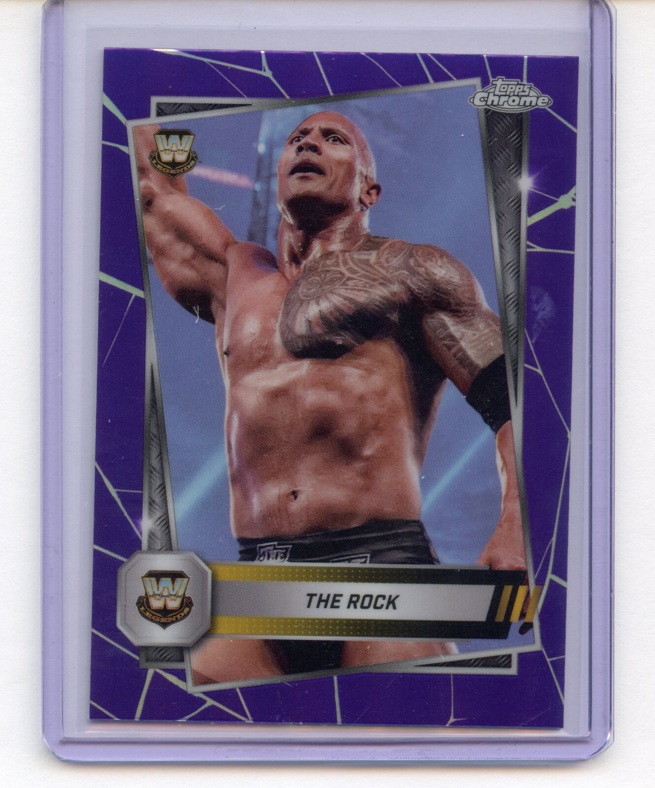 2025 Topps Chrome WWE The Rock #10 Purple Refractor