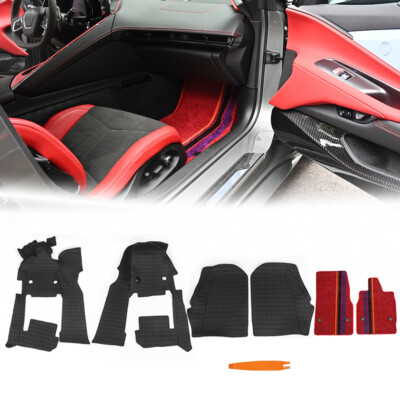 Full Floor Mats All Weather Carpet Accessories for 2020-24 Corvette C8 Stingray