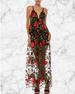 floral embroidered dress maxi