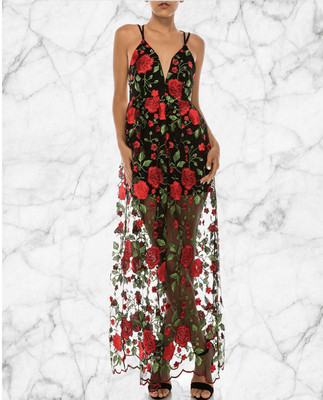 floral embroidered maxi dress