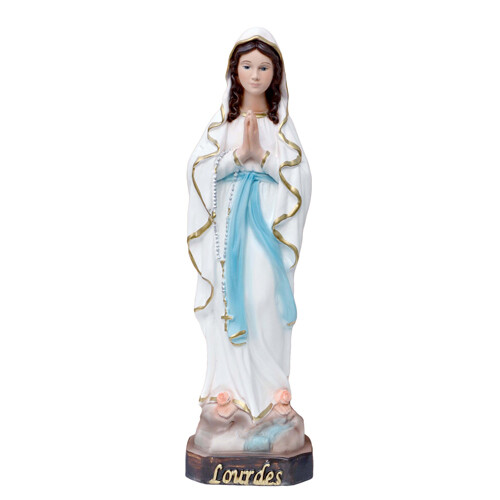 Statue Madonna De Lourdes – Résine Nacrée – 30 Cm – Fabriquée En Italie
