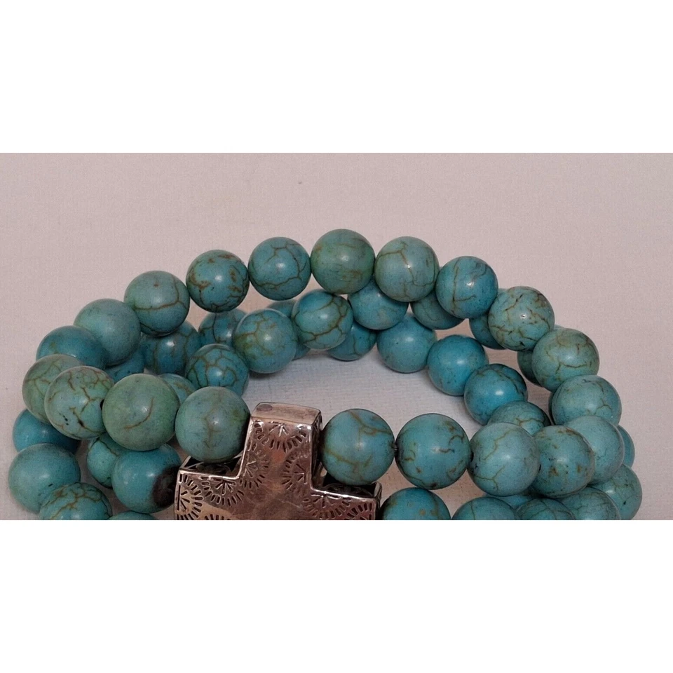 SILPADA 925 STERLING SILVER 3 STRANDS TURQUOISE  BRACELET SKY - Image 3 of 4