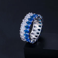 Royal Blue CZ Big Water Drop Engagement Ring for Brides Famous Brand Jewelry